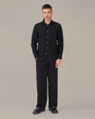 Charcoal Textured Polyester Viscose Blend Regular Fit Shirt