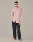 Light Pink Solid Slub Cotton Mandarin Collar Shirt