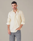 Ivory Solid Crinkled Poly Viscose Blend Classic Fit Shirt