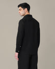 Black Solid Polyester-Lycra Blend Classic Fit Shirt