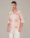 Multicolor Graphic Print Linen Blend Regular Fit Shirt