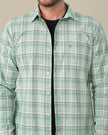 Mint Green Plaid Cotton Slub Classic Fit Shirt