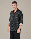 Charcoal Abstract Digital Print 100% Polyester Shirt