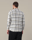 White and Blue Plaid Poly Viscose Stretch Blend Classic Fit Shirt