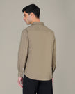 Olive Solid Polyester-Lycra Blend Regular Collar Shirt