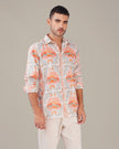 Multicolor Graphic Print Linen Blend Regular Fit Shirt