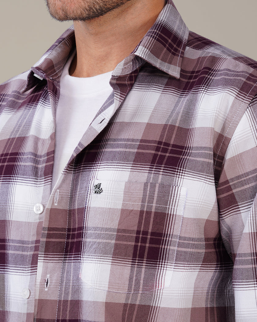 Burgundy Plaid Oxford Regular Fit Shirt
