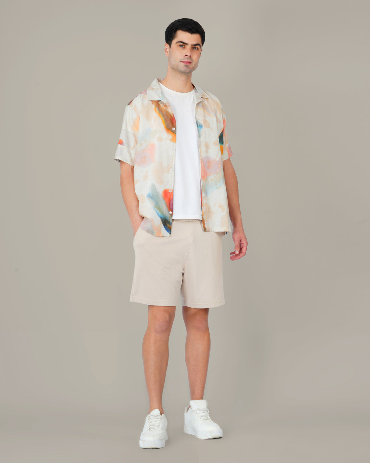 The Cream & Rust Abstract Shirt - Polyester · Regular Fit