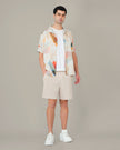 Multicolor Abstract Print Linen Blend Short Sleeve Shirt
