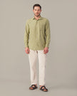 Olive Green Solid Smooth Blend Regular Fit Shirt