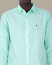 Mint Green Solid 100% Cotton Slub Shirt