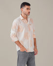 Off-White Patterned Linen Blend Regular Fit Shirt
