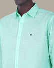 Mint Green Solid 100% Cotton Slub Shirt