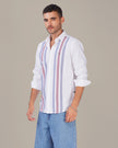 White Striped Soft-Finished Cotton Regular Fit Shirt