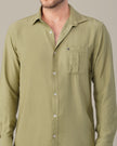 Olive Green Solid Smooth Blend Regular Fit Shirt