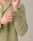 Olive Green Solid Smooth Blend Regular Fit Shirt