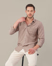 Dusty Rose Solid Poly-Viscose Standard Fit Shirt