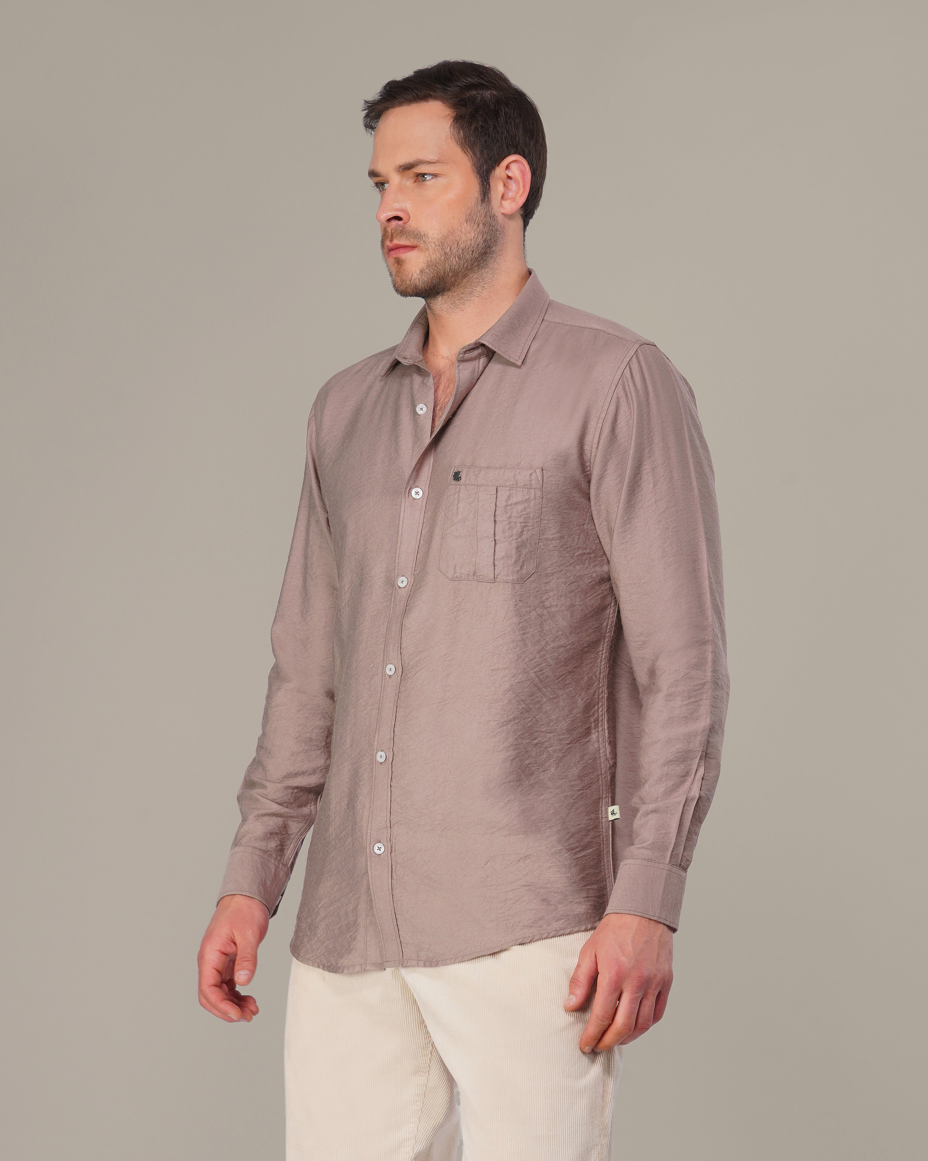 Dusty Rose Solid Poly-Viscose Standard Fit Shirt