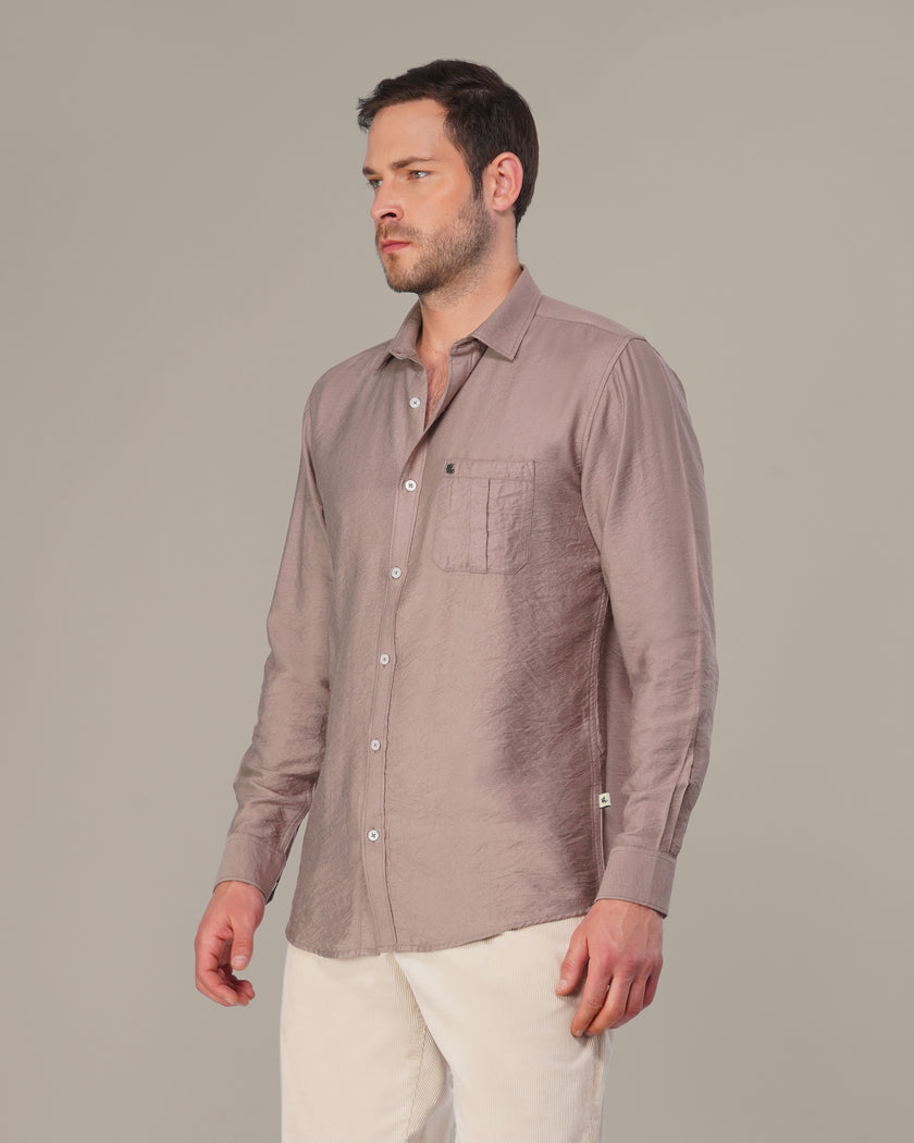 Dusty Rose Solid Poly-Viscose Standard Fit Shirt