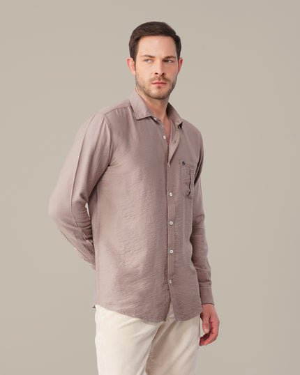Dusty Rose Solid Poly-Viscose Standard Fit Shirt