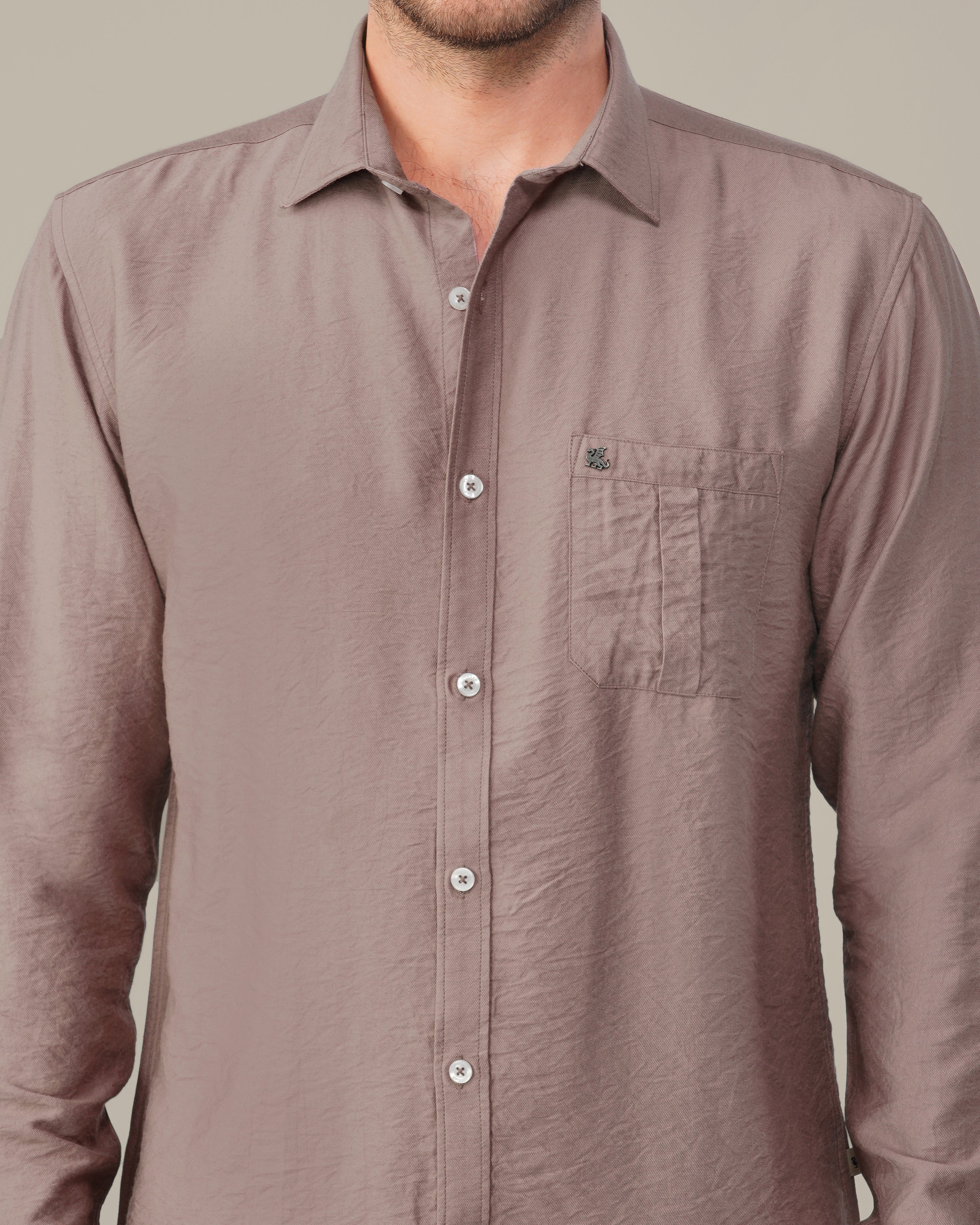 Dusty Rose Solid Poly-Viscose Standard Fit Shirt
