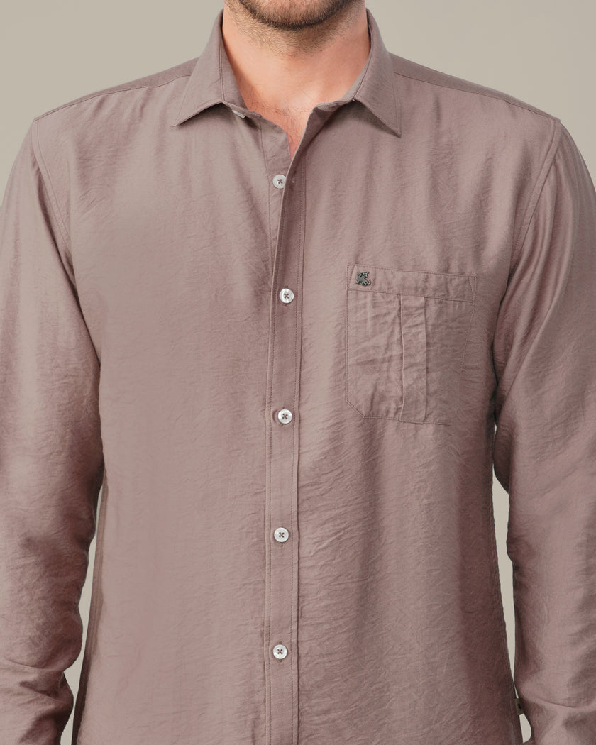 Dusty Rose Solid Poly-Viscose Standard Fit Shirt