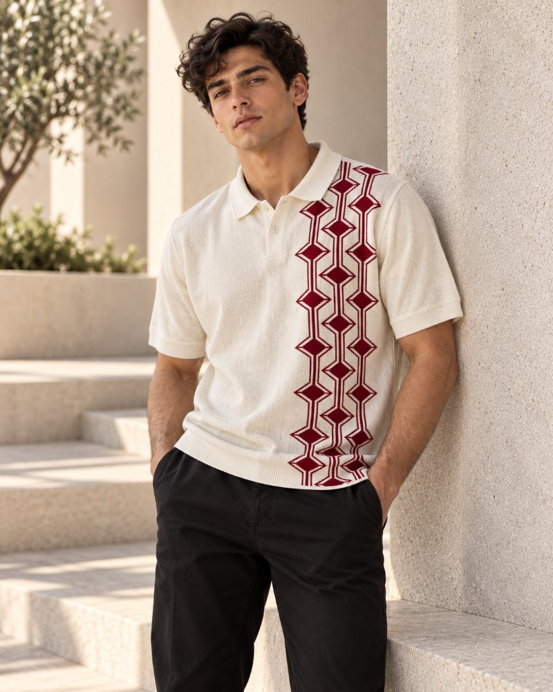 The White & Red Polo - Pure Cotton · Slim Fit
