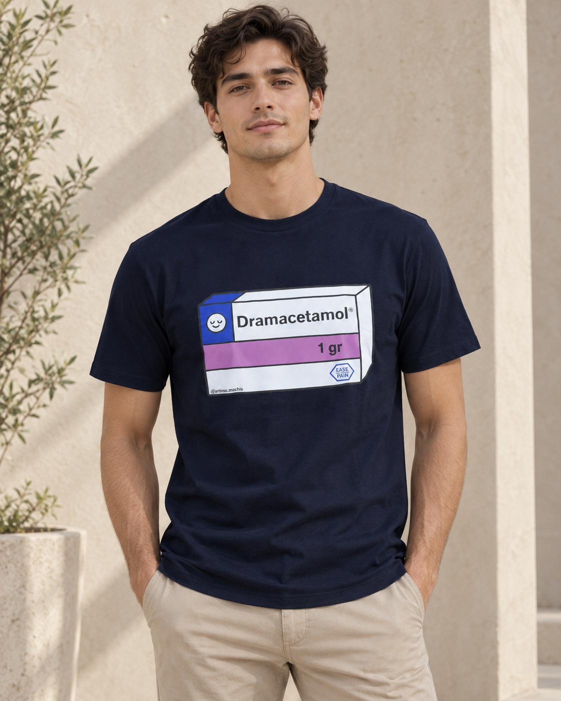 The Navy Blue Graphic Tee Pure Cotton · Regular Fit