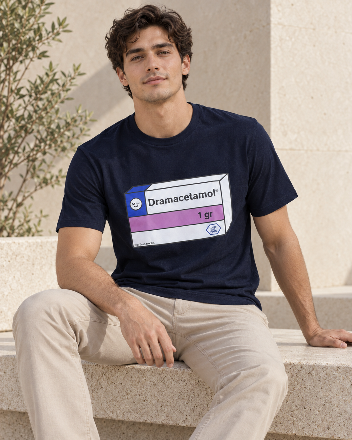 The Navy Blue Graphic Tee Pure Cotton · Regular Fit