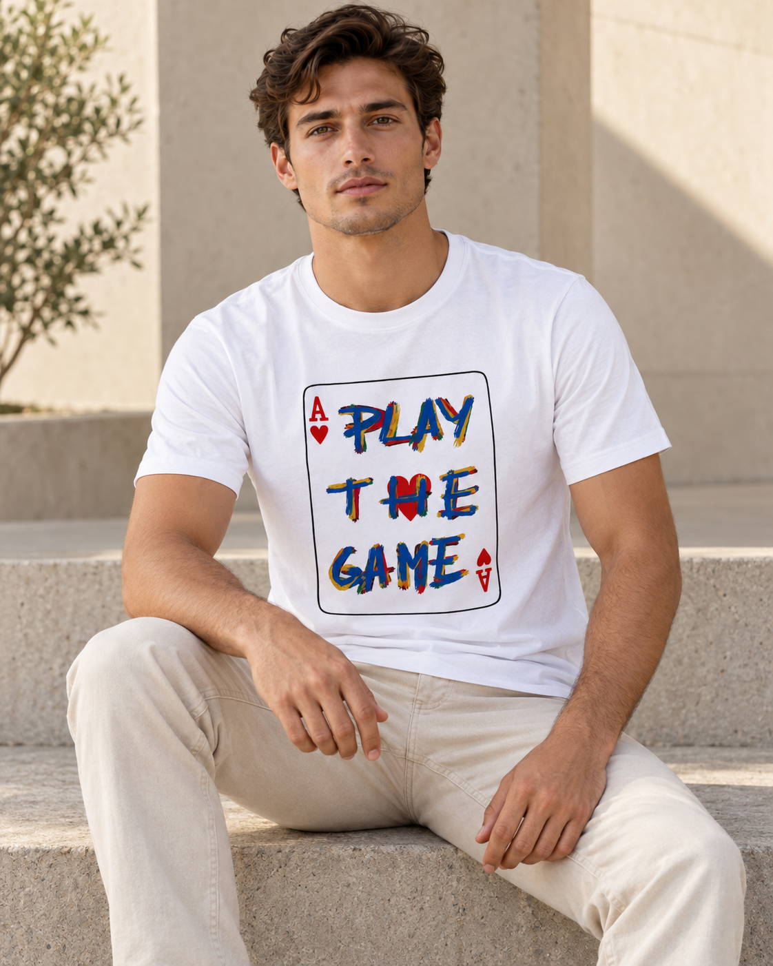 The White Graphic Tee - Pure Cotton · Regular Fit