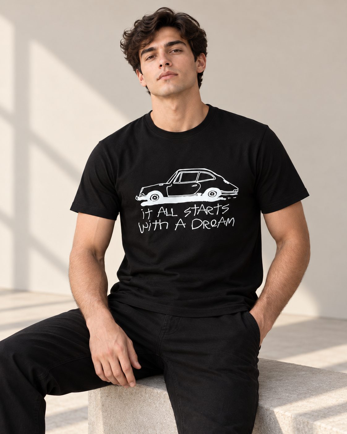 The Black Graphic Tee Pure Cotton · Regular Fit