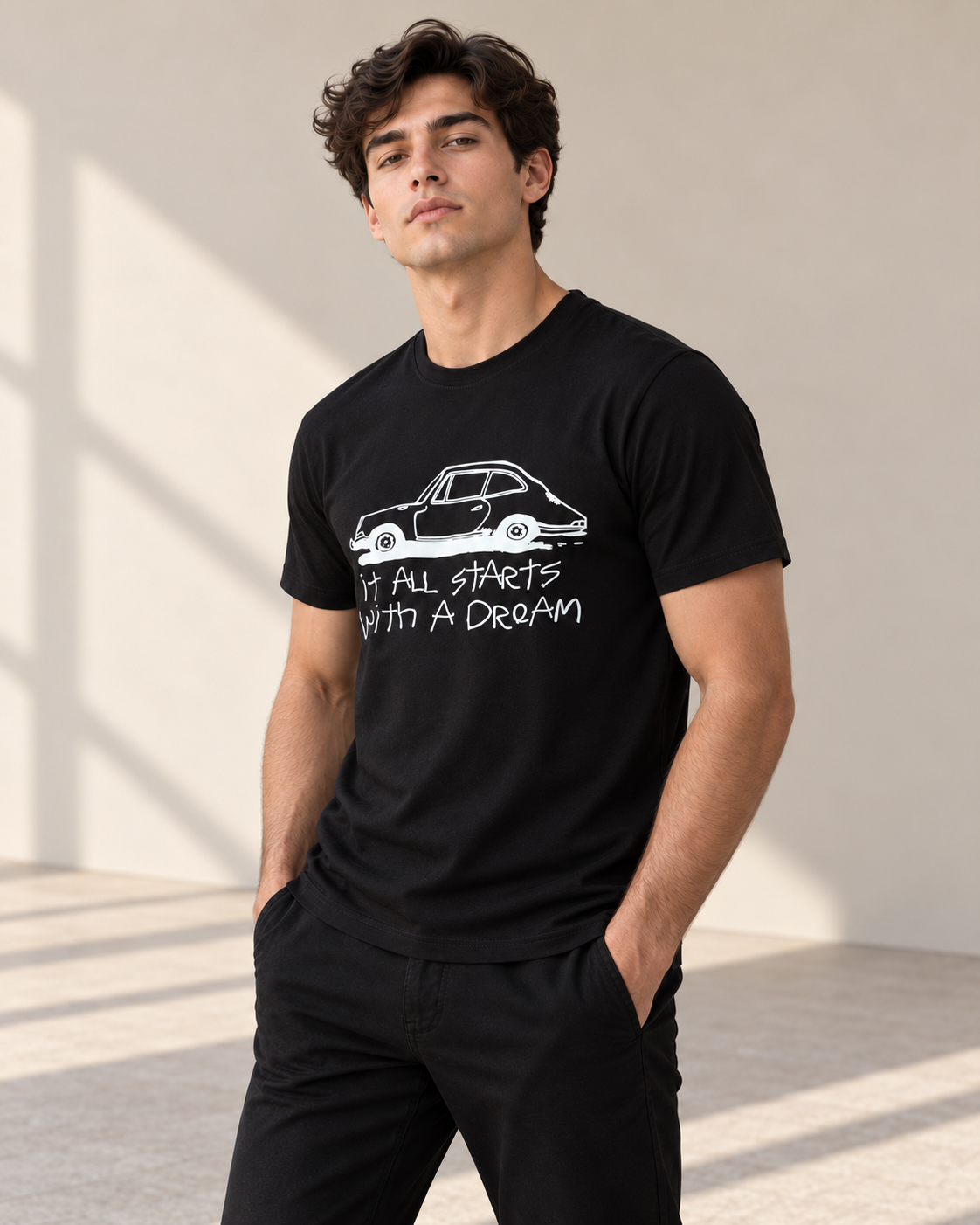 The Black Graphic Tee Pure Cotton · Regular Fit