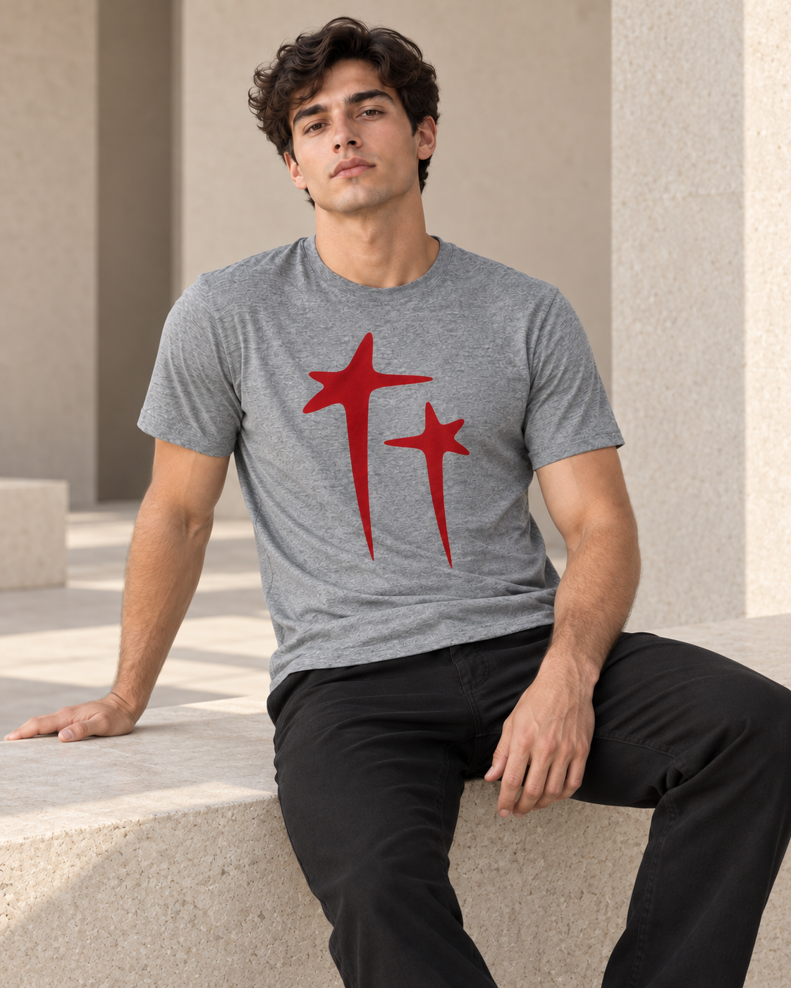 The Grey Graphic Tee - Pure Cotton · Regular Fit