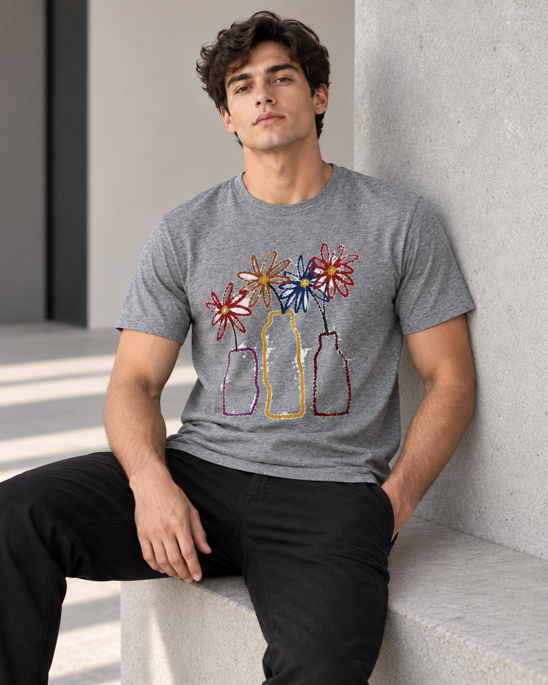 The Grey Graphic Tee Pure Cotton · Regular Fit