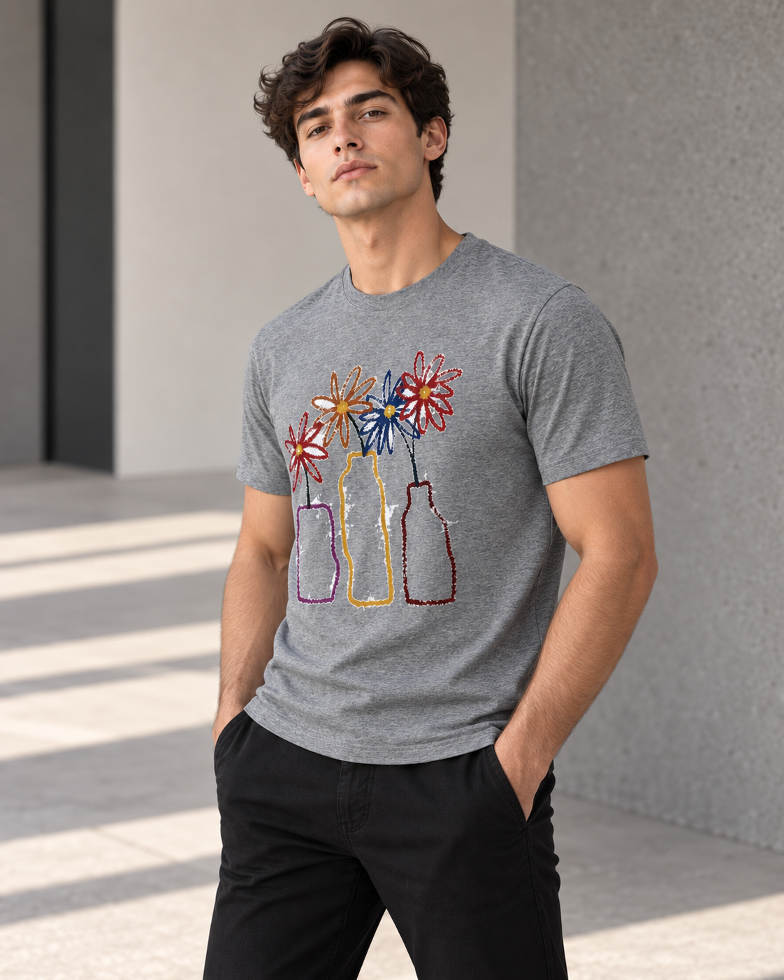 The Grey Graphic Tee Pure Cotton · Regular Fit