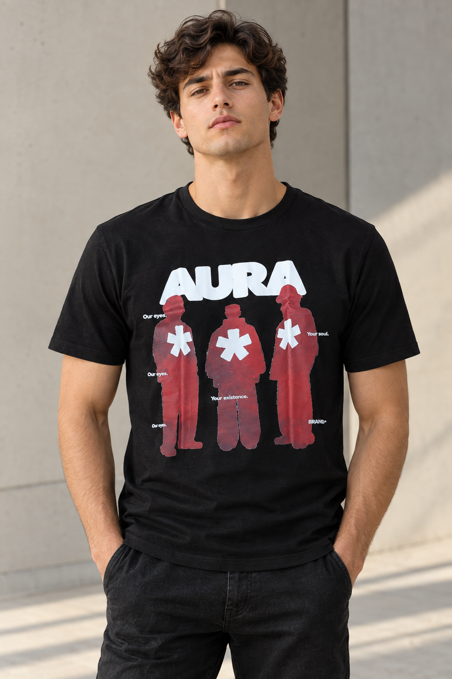 The Black Graphic Tee Pure Cotton · Regular Fit