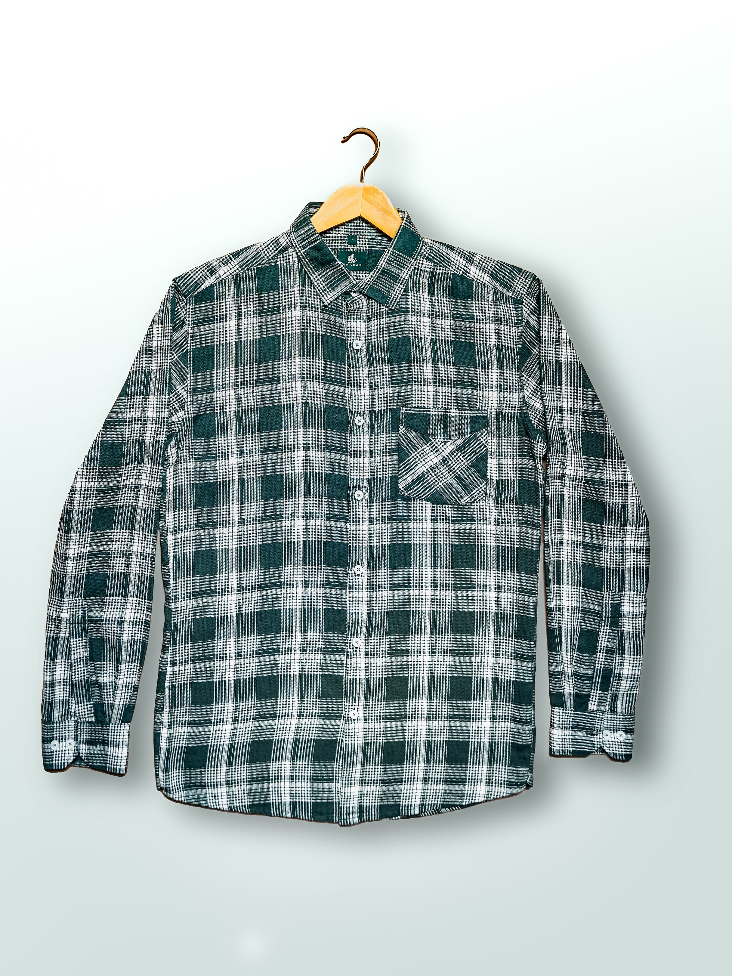 Dark Green Checkered Cotton Classic Fit Shirt