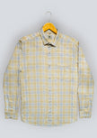 Soft Yellow Plaid Cotton Regular Fit Shirt