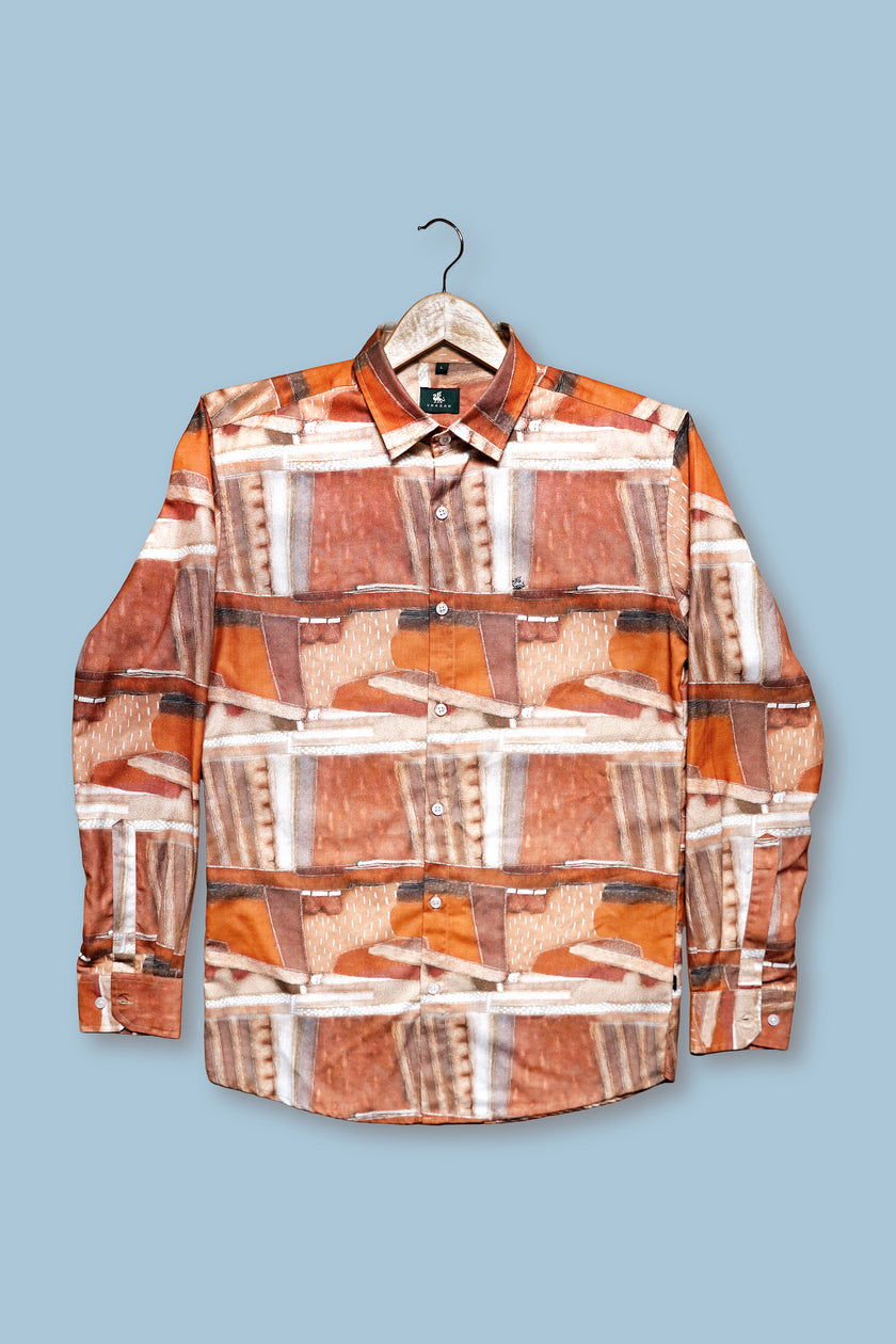 Earthy Abstract Polyester Regular Fit Shirt