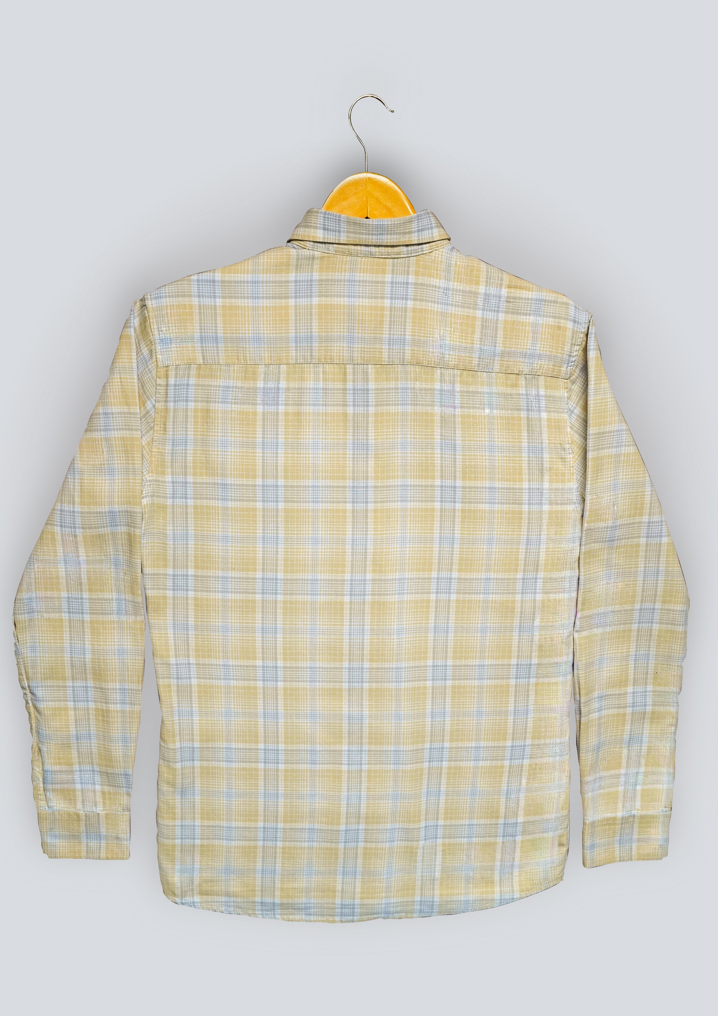 Soft Yellow Plaid Cotton Regular Fit Shirt