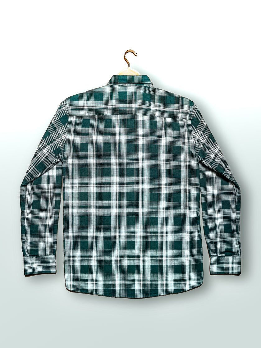 Dark Green Checkered Cotton Classic Fit Shirt