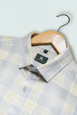 Grey and Yellow Plaid Cotton Regular Fit Shirt
