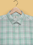 Mint Green Plaid Cotton Slub Classic Fit Shirt