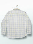 Grey and Yellow Plaid Cotton Regular Fit Shirt