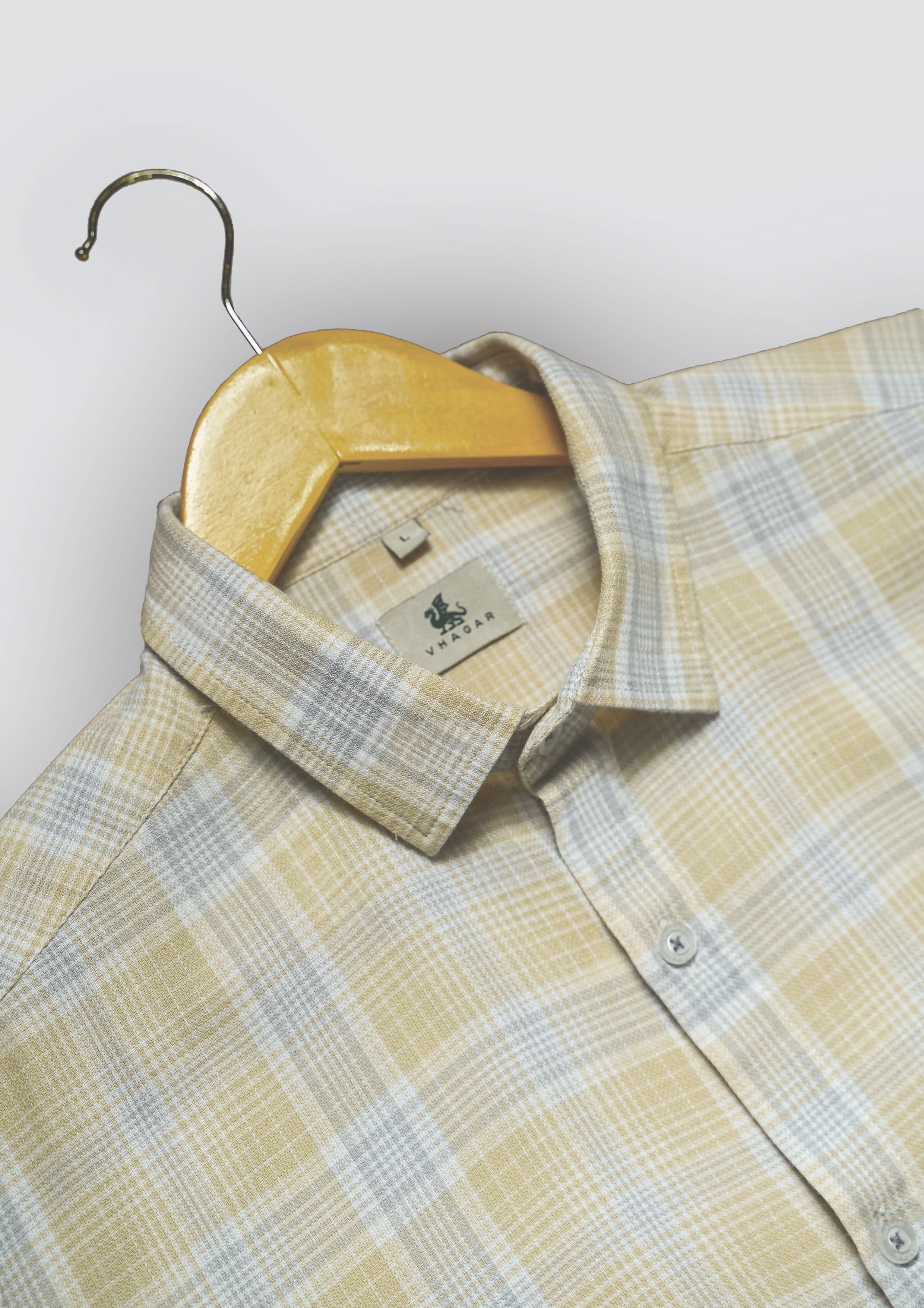 Soft Yellow Plaid Cotton Regular Fit Shirt