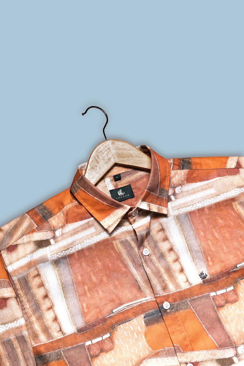 Earthy Abstract Polyester Regular Fit Shirt