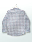 Pink and Blue Plaid Linen-Cotton Blend Classic Collar Shirt
