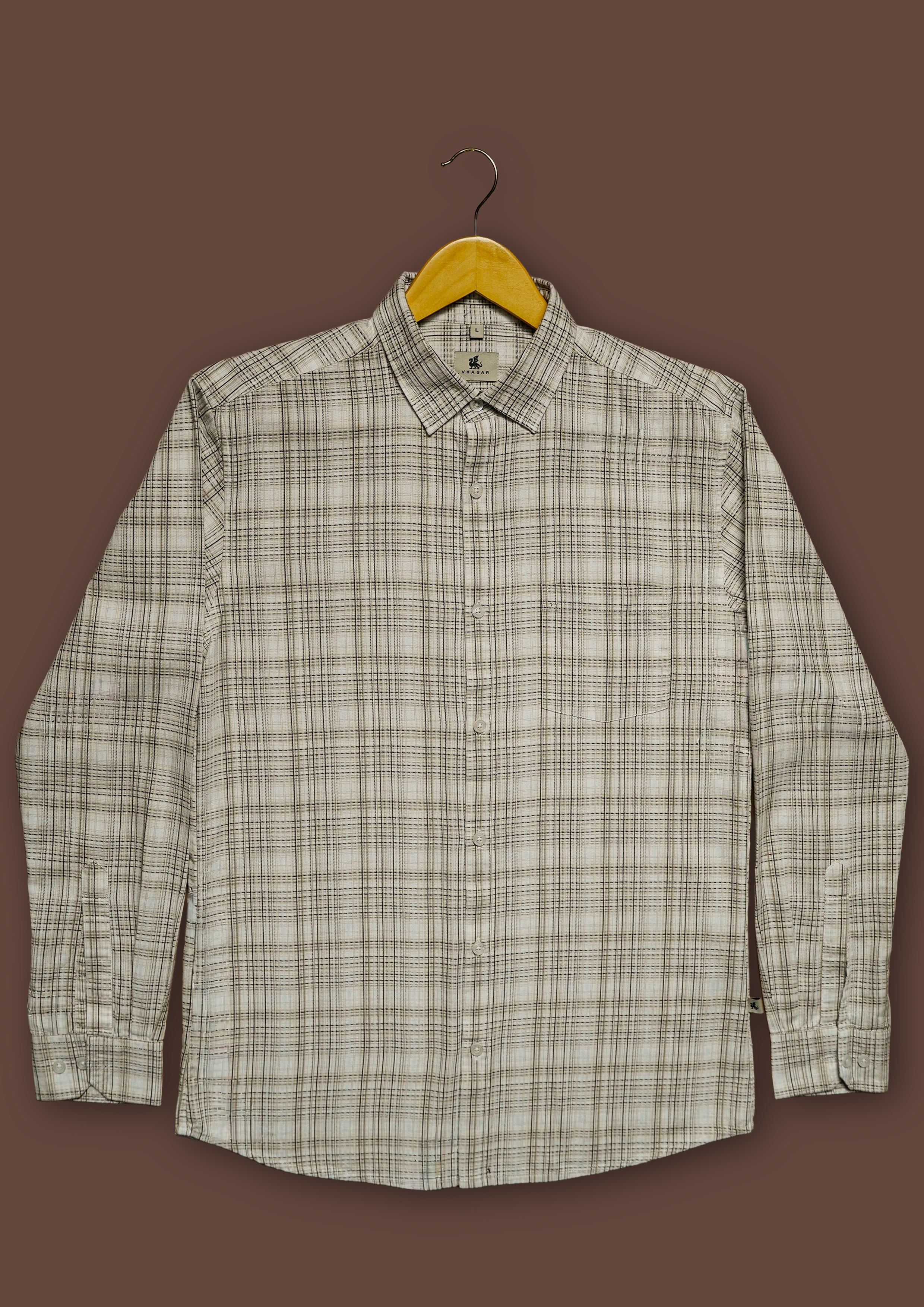 Brown Check Cotton Slub Classic Fit Shirt