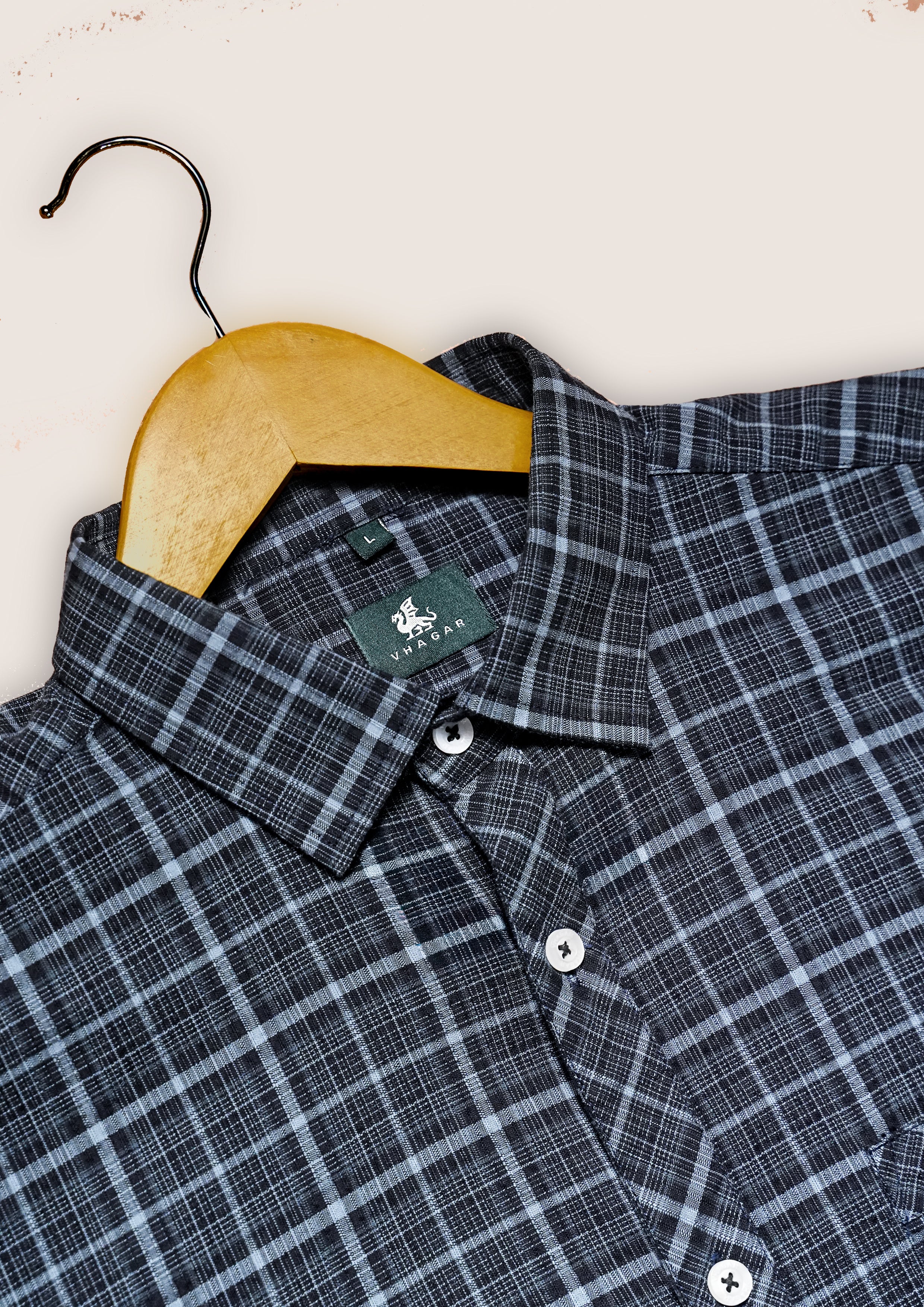 Charcoal Plaid Linen-Cotton Regular Fit Shirt