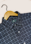Charcoal Plaid Linen-Cotton Regular Fit Shirt